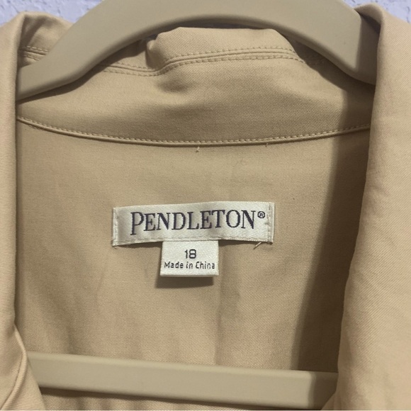 Pendleton Khaki Button Up Short Sleeve Shift Dress Plus Size - Picture 2 of 7